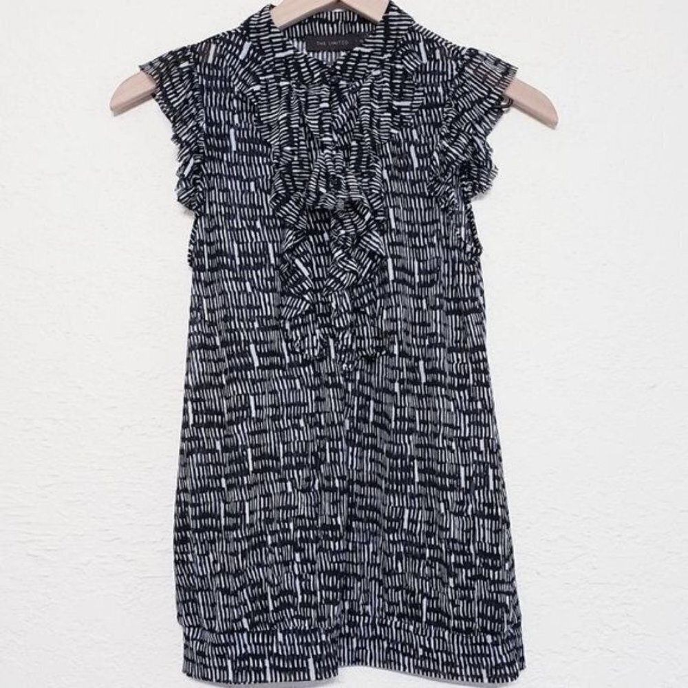 The Limited sheer ruffle‎ career wear blouse XS